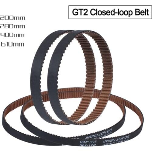 High Quality GT2 Closed Loop Timing Belt Rubber with Anti-Slip 2GT 6mm 200 280 400mm Synchronous Belts 3D Printers Parts