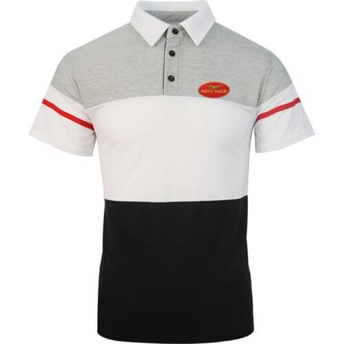 2021 Summer New Mens Moto Guzzi Logo Comfortable Short Sleeve Polo Shirt Fashion Street 3 Color Stitching Breathable T-shirt
