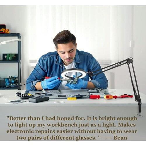 FOLDABLE LED Magnifying Lamp with Clamp Magnifier Desk Lamp with 3 Colors Modes 10 Levels Dimmable Magnifying Lamp Adjustable