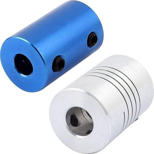 2 Set Aluminium Alloy Motor Shaft Coupling Joint Connector for 3D Printer, Blue & Silver