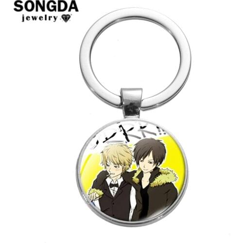 SONGDA Newly Durarara!! 3way Standoff Keychain DRRR Cartoon Figure Orihara Izaya Key Ring Anime DuRaRaRa!! Charm Keyring Llavero