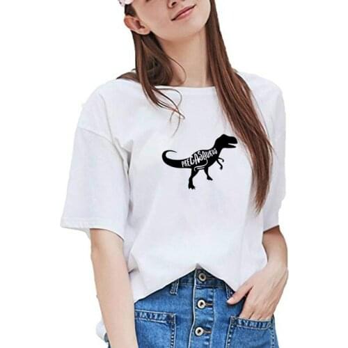 Pregasaurus Stylish T Shirt for Women Summer O-neck Tee Shirt Femme Short Sleeve Women Cotton T Shirt Top Harajuku T-shirt Femme