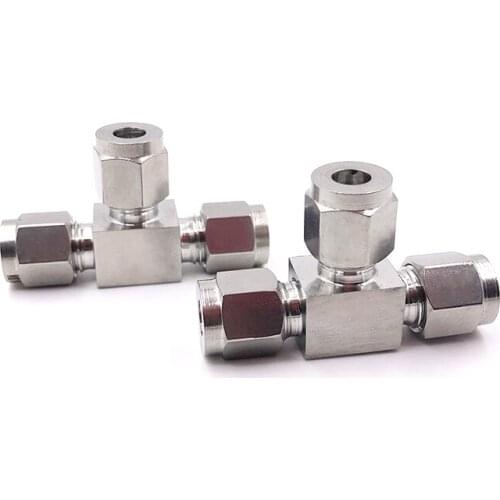 3 way 304 Stainless Steel Pipe Fitting 1/8" 1/4" 3/8" 1/2" 6/8/10 /12mm OD Pipe Tube SS Tee Ferrule Fittings