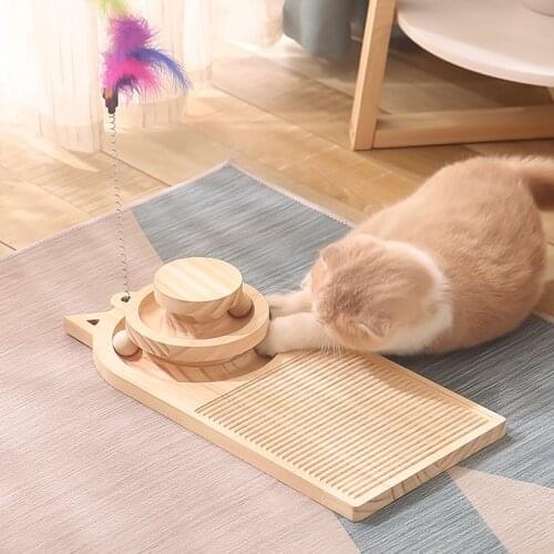 Cat Toy Funny Tower Tracks Disc Cat Tracks Toys Training Intelligence Amusement Plate Cats Ball Toys For Cat Scratcher