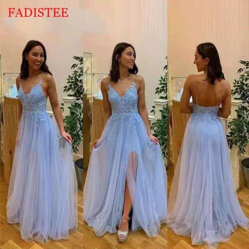 Lace Appliques V-neck Prom Dresses Vestido Novia Longue Robe De Soiree Simple Robe De Soiree Bride To Be Gown Lace Robe