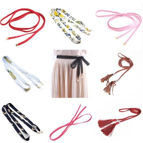 1pcs Fashion Long Black Fabric Belt For Women Dresses Ladies Solid Silk Scarf Shirt Ribbon Knot Waist Rope Female