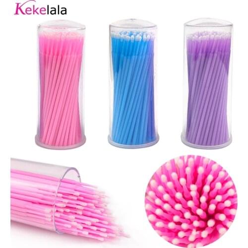 Kekelala 100Pcs Disposable Eyelash Brushes Professional Cotton Swabs Micro Makeup Tools Mini Lash Extension Cleaner Applicator