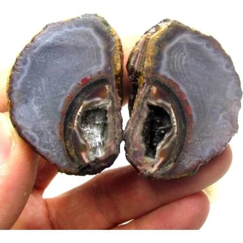 111g Pair of Unpolished Achat Agate Thunderegg Half Geode - crystals and stones healing Mineral specimen Home Decor x0146