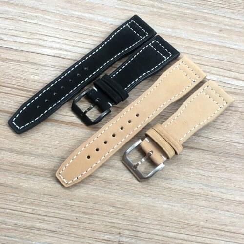 22mm Brown Black Men Mate Genuine Leather Watchband Strap High Quality Wristband Belt Bracelet for IWC Portugal Pilot Bracelet