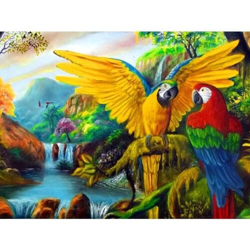 5D Full Round Diamond Painting Cross Stitch Animals Diamond Embroidery Full Square Bird Rhinestones Parrot Cube Handcraft