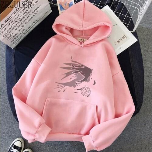 Anime haikyuu logo straight Spring Womens Clothes Hoodies Teen Street Harajuku Hip Hop Pastel Sweatshirt Loose Leisure Hoodie