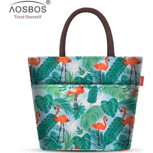Aosbos Fashion Portable Insulated Canvas Lunch Bag Thermal Food Picnic Lunch Bags for Women kids Men Print Cooler Lunch Box Bag