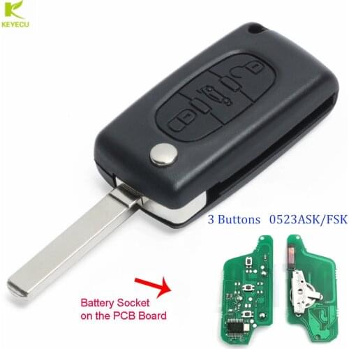 KEYECU New Remote Car Key Fob 3B 433MHz ID46 for Peugeot 207 307 308 407 0523 Model Uncut HU83 Blade