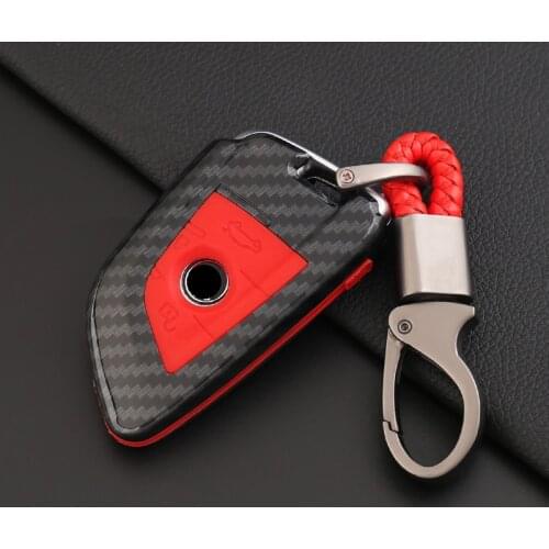 Carbon Fiber Car Key Case For BMW Series 1/2/3/4/5/6/7 X1 X3 X5 X6 Smart Key 3/4button Refit key pack Key Cover Shell