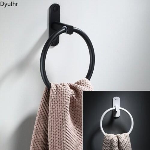 Black space aluminum towel ring European style bathroom towel rack towel ring Antique hotel bathroom rack DyuIhr