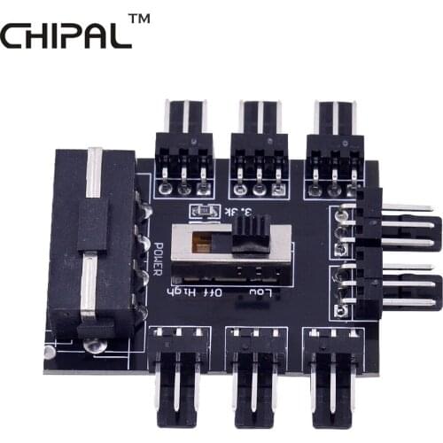 CHIPAL 10PCS 4Pin Power 1 to 8 Multi Way Splitter 3Pin 12V Cooling Fan Hub High Low Speed Controller for PC Computer Cooler