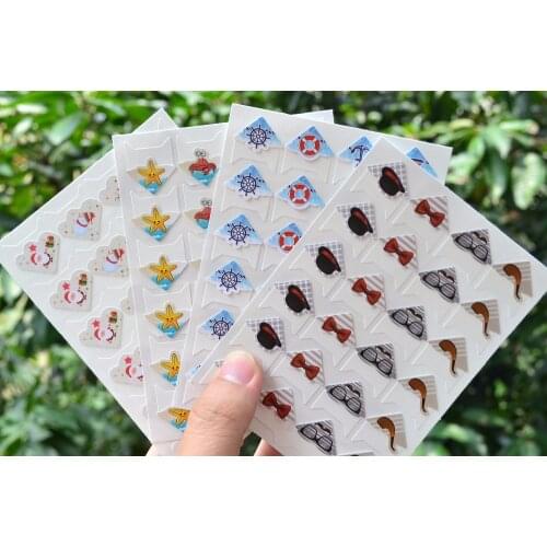Hot selling Sailor Gentleman Ocean Cute Cartoon Photo Corner Sticker DIY Photo Album Accessories 24pcs/sheet