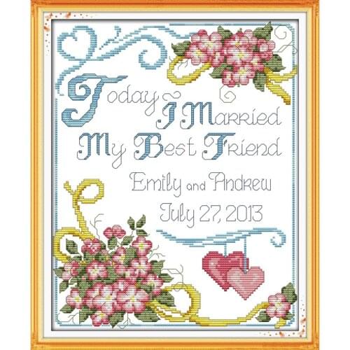 Joy Sunday Wedding Anniversary Chinese Cross Stitch Kits Ecological Cotton Stamped Printed 11CT DIY Wedding Decoration For Home