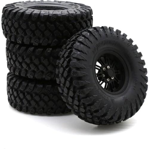 4PCS 2.2 Inch Beadlock Wheel Rims & Rubber Tire for 1/10 RC Rock Crawler Axial SCX10 RR10 AX10 Wraith 90048 90018 KM2