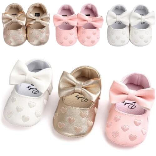 Copy PU Leather Infant Baby Girl Newborn Bowknot Moccasins Soft Sole Prewalker Shoes