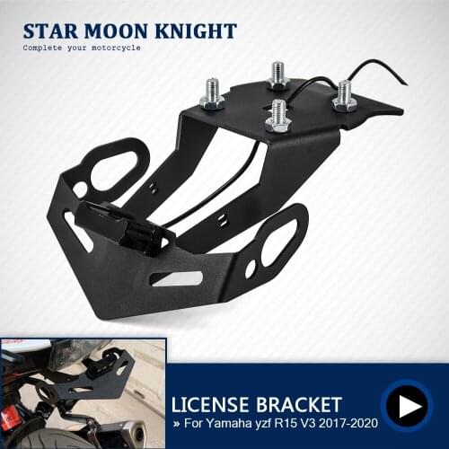 Motorcycle License Plate Frame Bracket Mount Holder with LED Indicator Light for Yamaha YZF R15 V3 R 15 V3 2017 2018 2019 2020