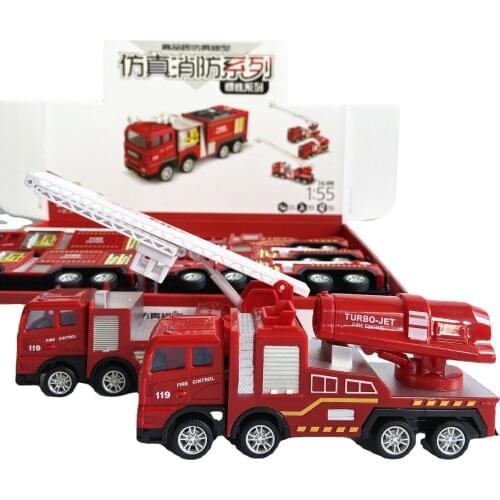 Simulation inertial fire truck model toy engineering vehicle game set red turbo-jet fire engine Ladder truck christmas toys