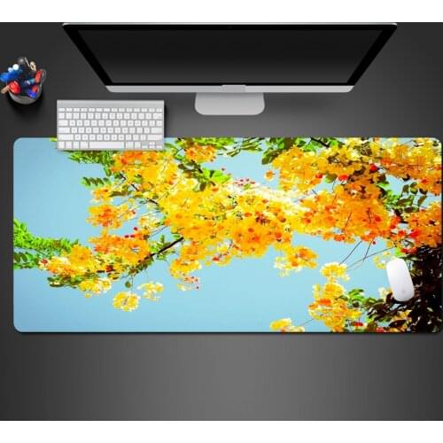 Fashion Bright Yellow Plant Simple Mouse Pad Unique Creative Notebook Game Non-Slip Rubber Table Pad Customized Washable Mats