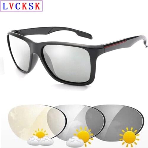Outdoor Polarized Sunglasses Men Photochromic Lens Sport Sunglasses Women Fashion Black Shade Sun Glasses Square Spectacles N5
