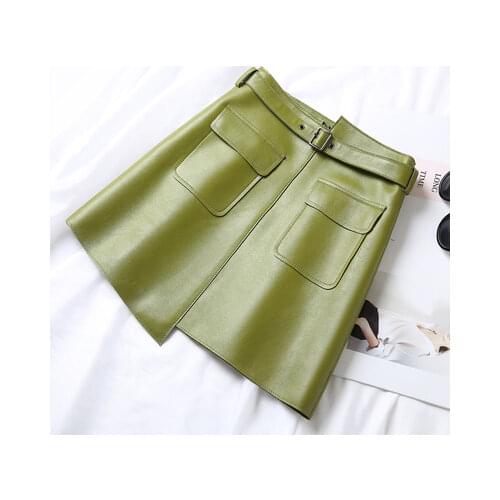 2020 New Fashion Genuine Real Sheep Leather Skirt J12