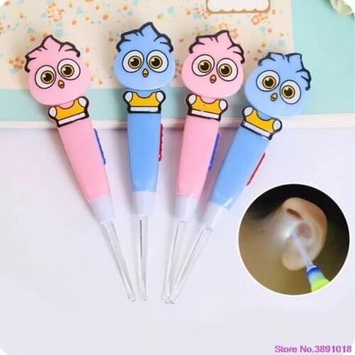 New Cartoon Owl Luminous Earpick LED Light Ear Cleaning Spoon Baby Earwax Removing Safe Tool Kids Nursing Care