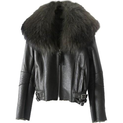 2021 Autumn and winter new style whole skin fox fur collar leather lamb fur coat womens fur short coat