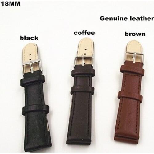 Wholesale 100PCS / lot High quality 18MM watch band Genuine leather Watch strap brown , coffee ,black color 3 color available
