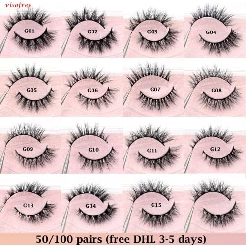 Wholesale Eyelashes 50/100pcs Visofree Mink Lashes Natural 8-14mm Mink Eyelashes False Eyelashes Makeup False Lashes In Bulk