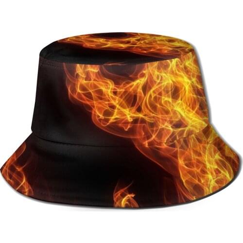 CINESSD New Bucket Hats Fisherman Caps For Women Men Gorras Dragon Eagle Summer Burning Heart Yin Yang Sign In Fire Water