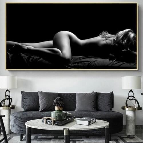 Modern Black Nude Women Portrait Canvas Painting Sexy Body Posters and Print Wall Art Picture Cuadros Home Decoration Room Decor