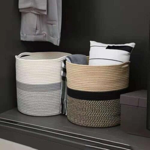 LuanQI Woven Dirty Cloth Basket Sundries Closet Folding Storage Handles Basket Straw Multifunction Bags Flower Plant Pot Basket