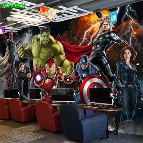 Custom 3D Avengers Photo Wallpaper Hulk Iron Man Captain America Mural Boys Bedroom Any Size Mural