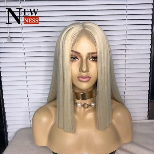 Straight Bob Wig for Women Synthetic Lace Front Wig Heat Resistant Middle Part 613 Cosplay Party Synthetic Wig Natural Hair