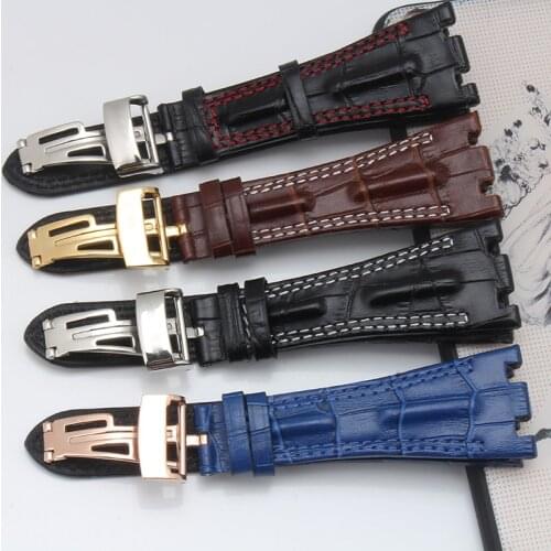 28MM genuine leather strap FOR AP ROYAL OAK OFFSHORE diving series butterfly button mens mechanical watch accessories black bra