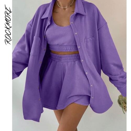 Rockmore Solid WomenS Sweatshirts Oversized Jacket Streetwear Autumn Y2K Casual Loose Button Up Coat Hoodies Top Femme Outfits