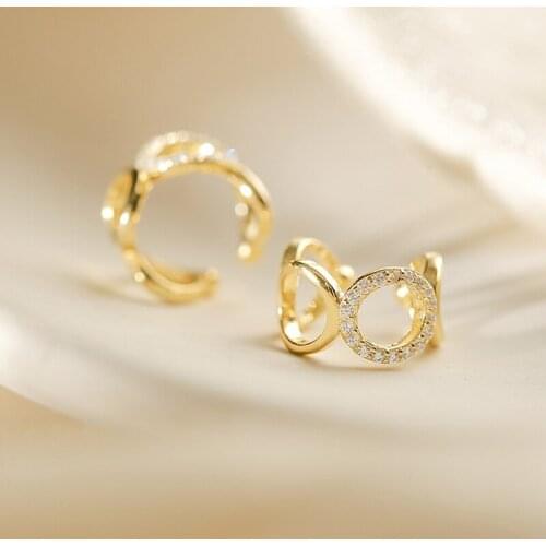 925 Sterling Silver Clip Earring Fashion Circle Ear Ring Infinity Round Earcuff Trend Woman Girl Ear Bone Engagement Jewelry