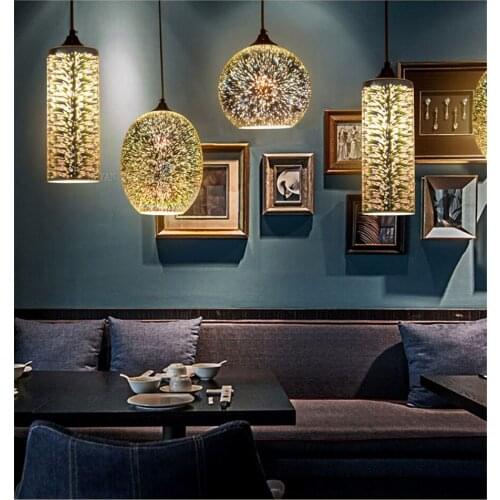 3D Glass Pendant lamp nordic hanging lights dining/living room bar restaurant pub decor modern pendant lights with E27 bulb