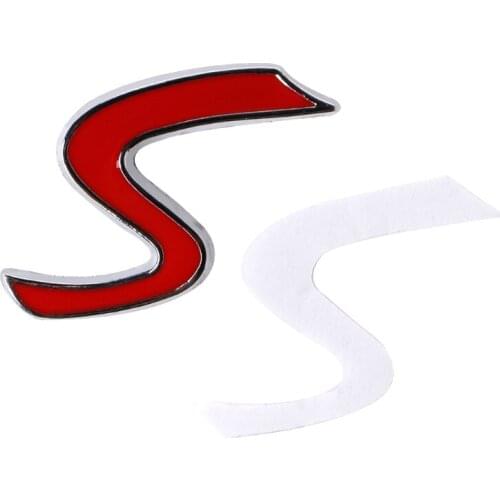 T3ED Metal Red S Car Tail Emblem Badge Decal Sticker for bmw Mini Cooper