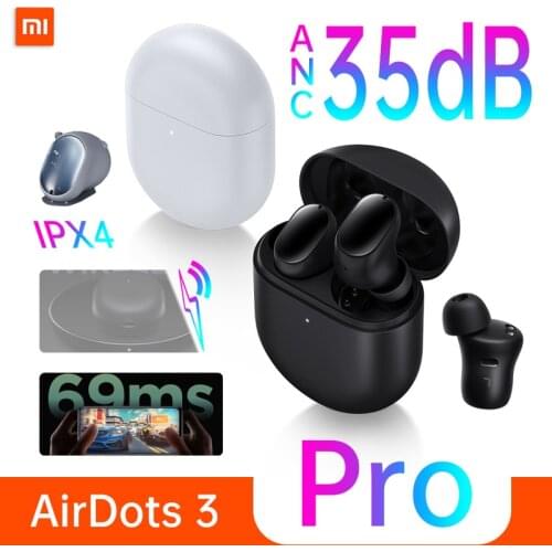 Xiaomi Redmi AirDots 3 Pro ANC 35dB TWS Earphone Bluetooth 5.2 IPX4 Wireless Charging Wear Detect Low-Lag