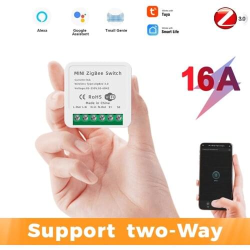 Tuya ZigBee16A Mini Smart Switch On-off Device 1 Dual-control Mobile Phone APP Voice Control On-off Device ZigBee Switch Module