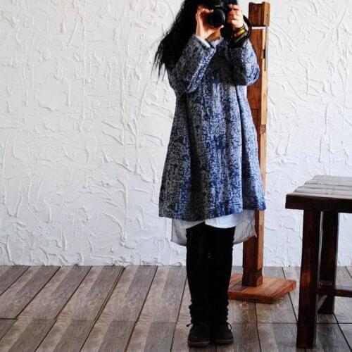 Spring Cotton Linen Shirt Women Vestidos 2020 Literature Print Women Blouses Long Sleeve Ladies Tops Irregular Camisa Feminina