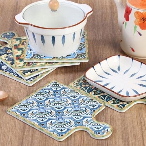 Vintage Patterns Ceramic Placemat Pot Mat Plate Bowl Insulation Mat Coaster Table Placemat Kitchen Accessories