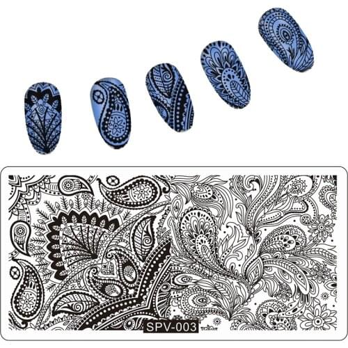 1Pcs Beauty Peacock Feather Nail Stamping Plates Stainless Steel Image Stamping Nail Art Stamp Template Manicure Nail Tools #003
