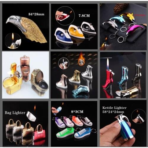 1pcs creative gas Inflatable lighter personality metal model cigarette lighter open flame lighter mini portable gift collection