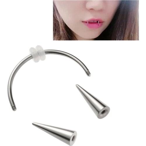 1pc Steel Smile Lip Tiger Teeth Nails Piercing Ring Puncture Earrings Hoop Nose Ring Body Piercing Jewelry Accessories
